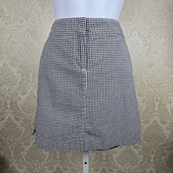 IZOD Golf Size 2 Black White Gingham Skort Pockets Zip Fly Back Slit Logo - Picture 1 of 13